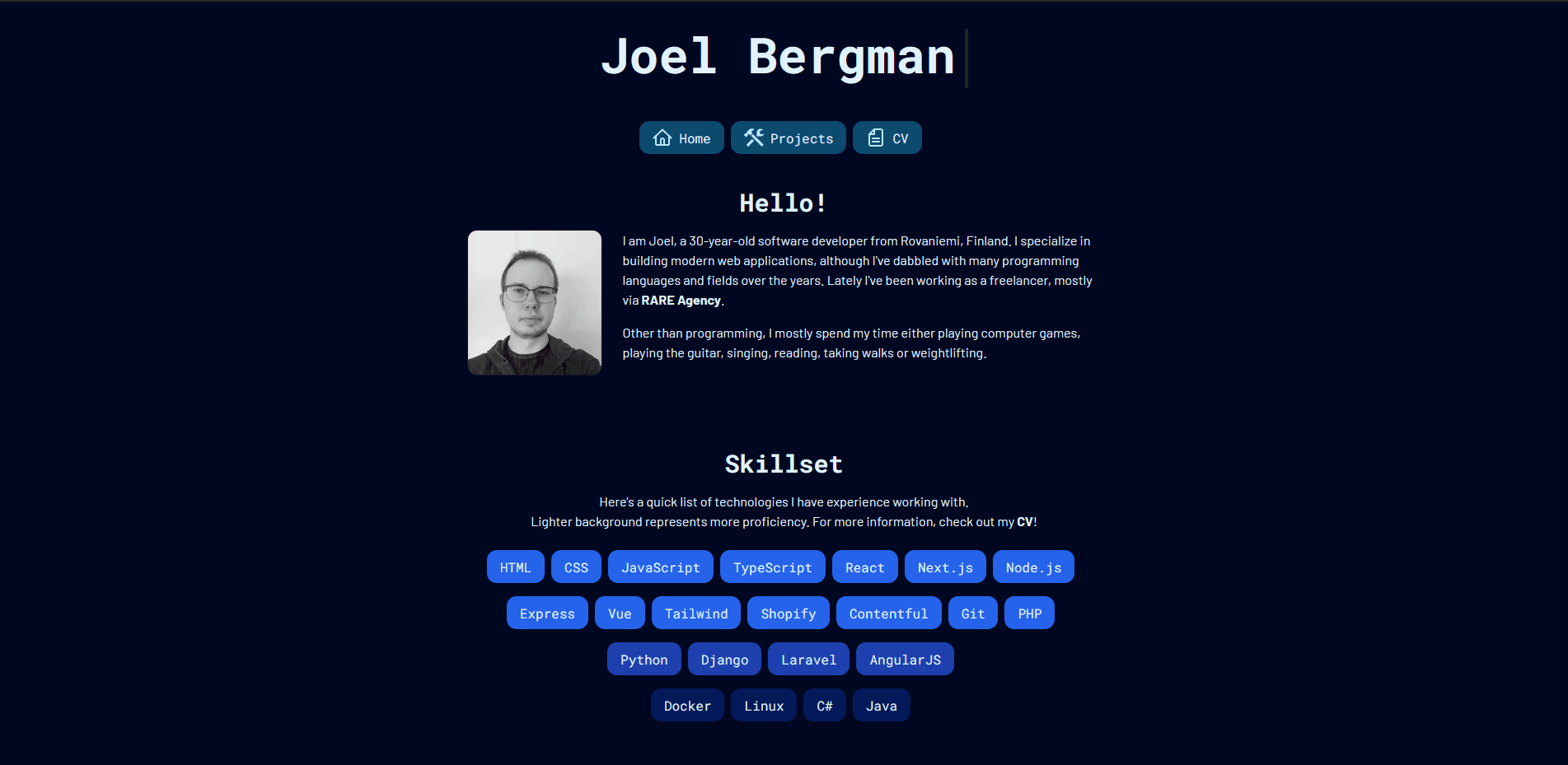 Screenshot of project joelbergman.dev